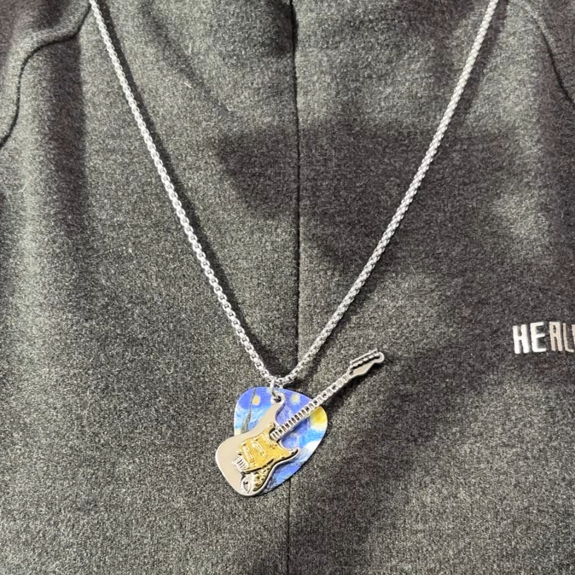 Retro Electric Guitar Pick Necklace