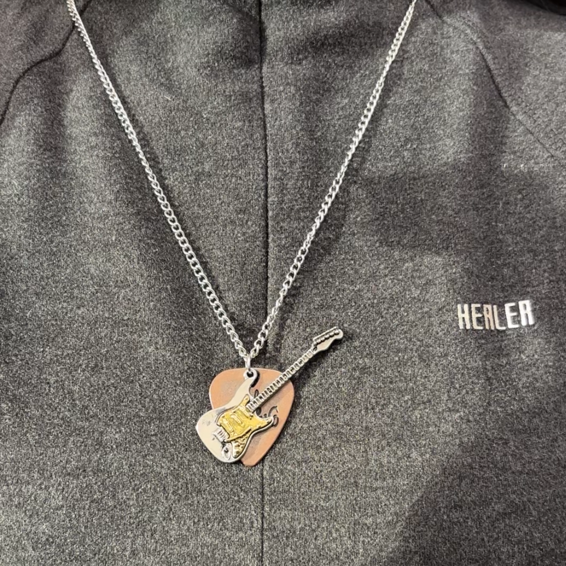 Retro Electric Guitar Pick Necklace
