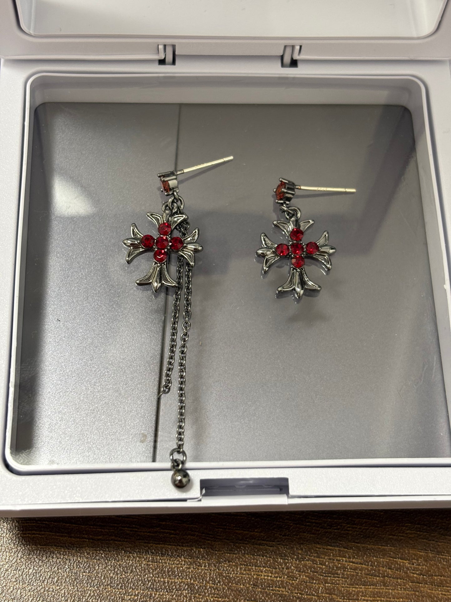 Goth Designer Dark Cross Earrings