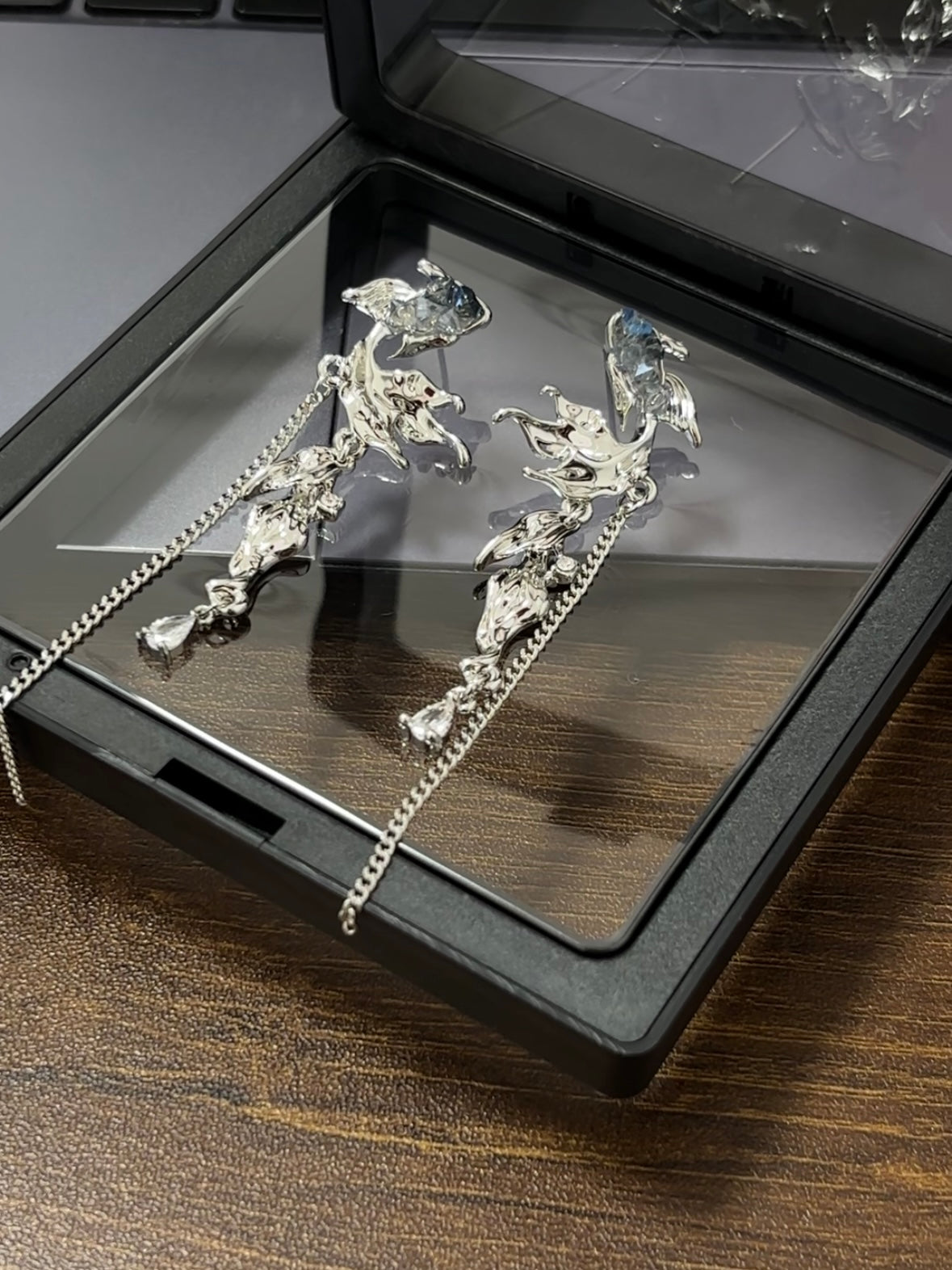 Rafayel Blue Fish Long Tassel Stud Earrings