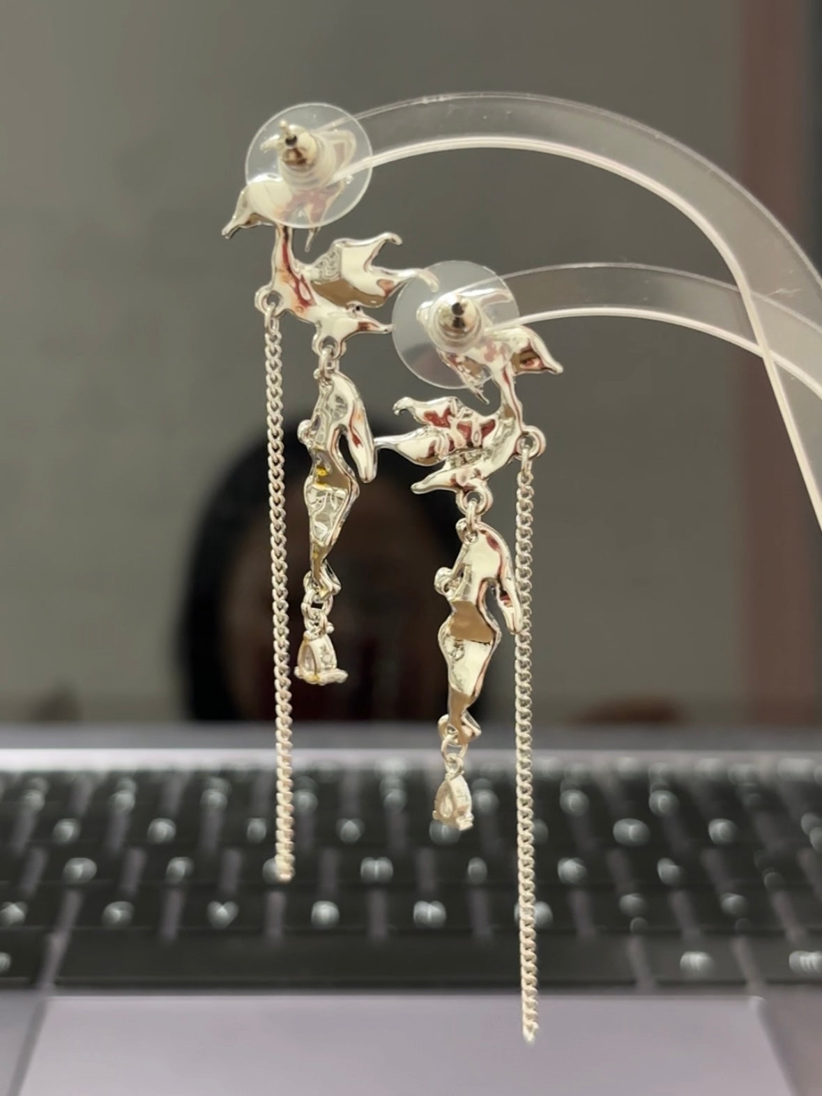 Rafayel Blue Fish Long Tassel Stud Earrings