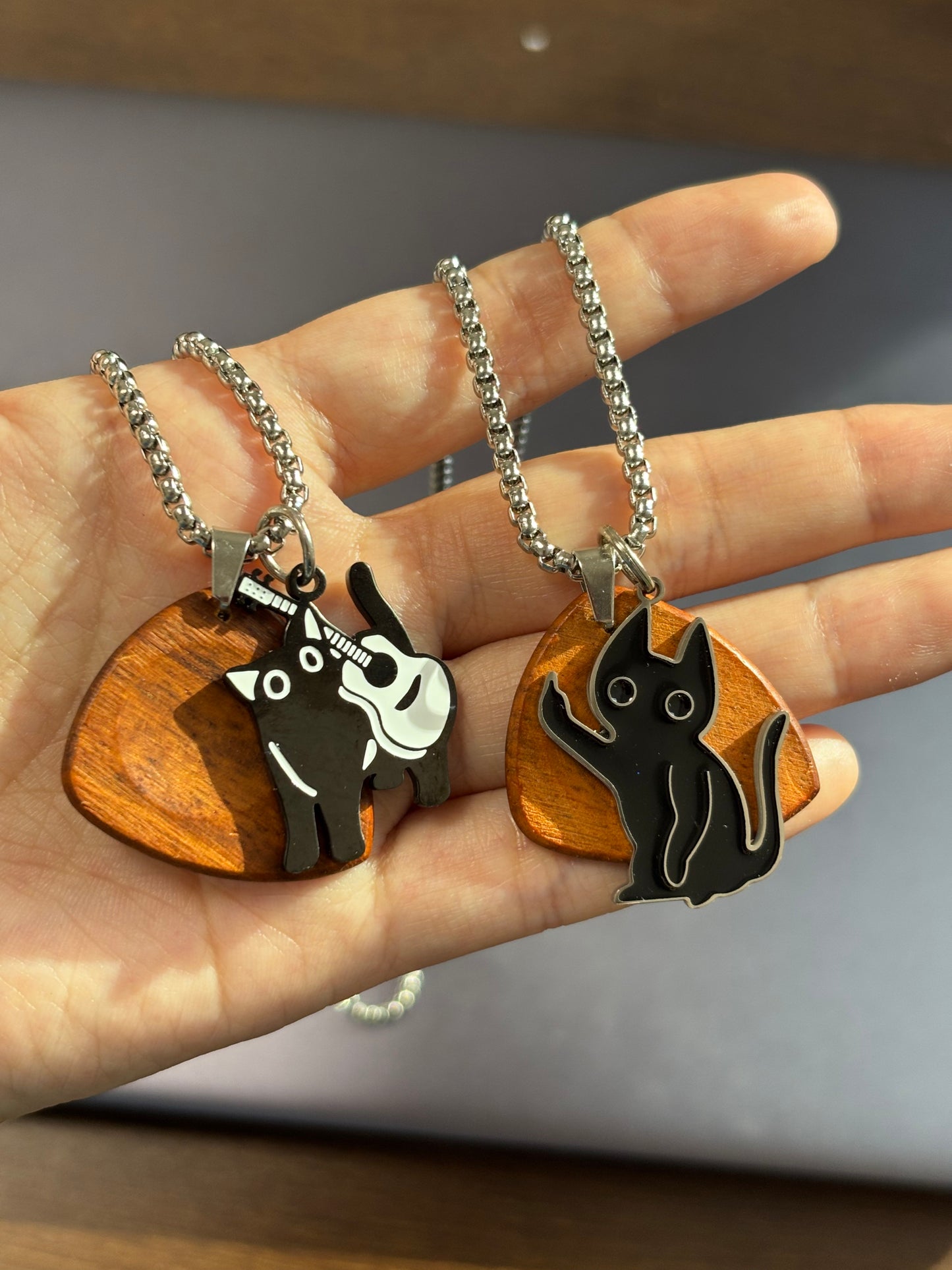 Black Cat Guitar Pick Necklaces