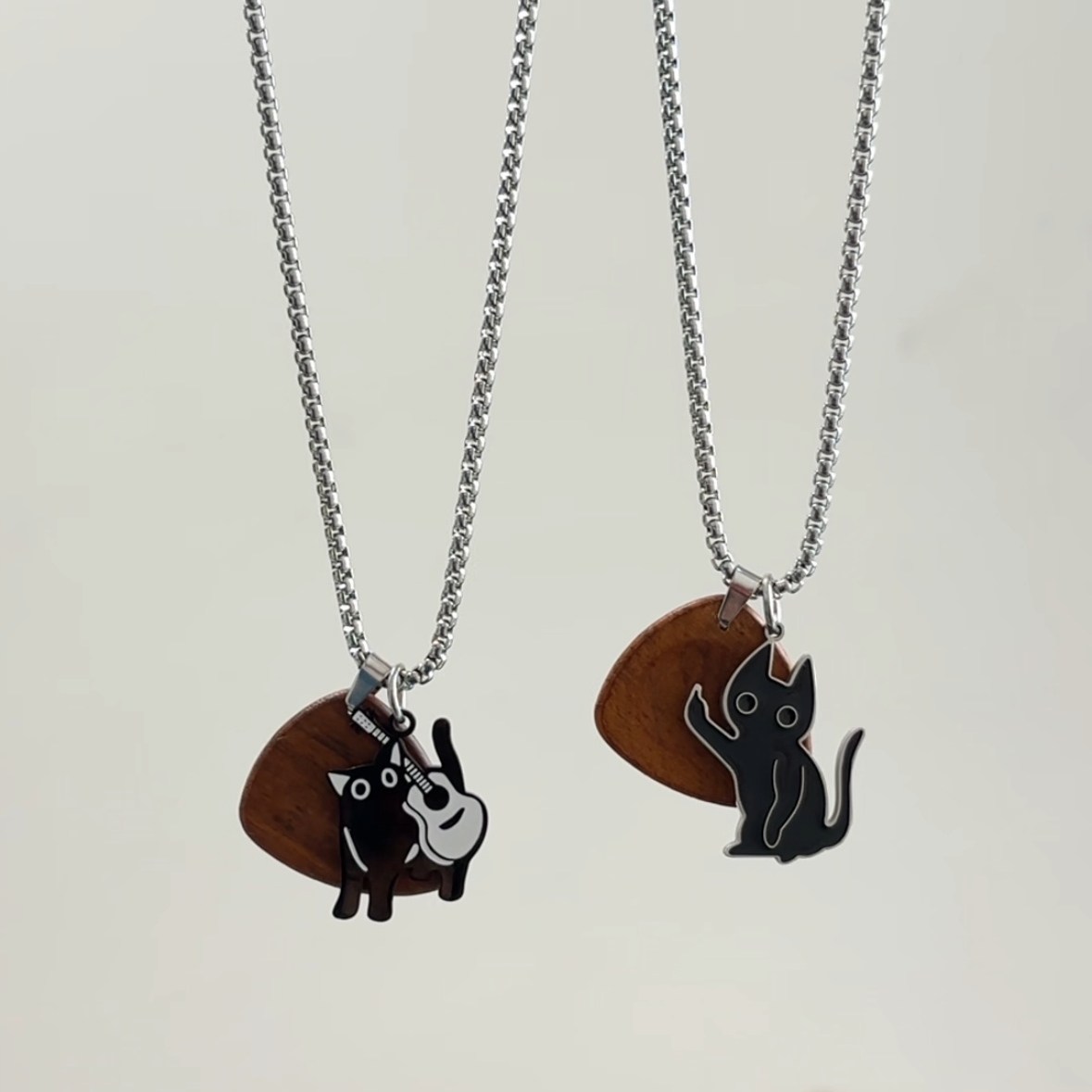 Black Cat Guitar Pick Necklaces