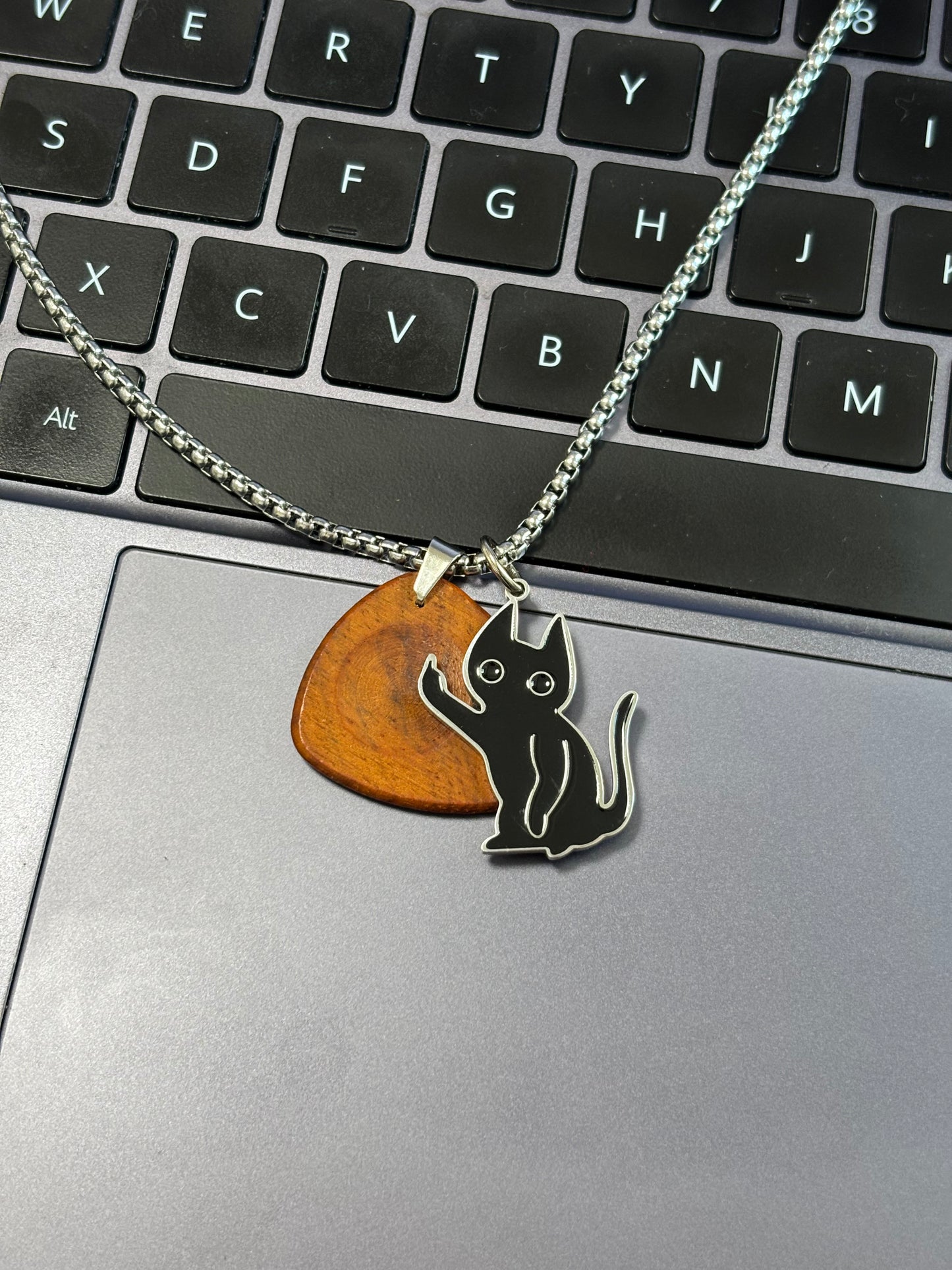 Black Cat Guitar Pick Necklaces