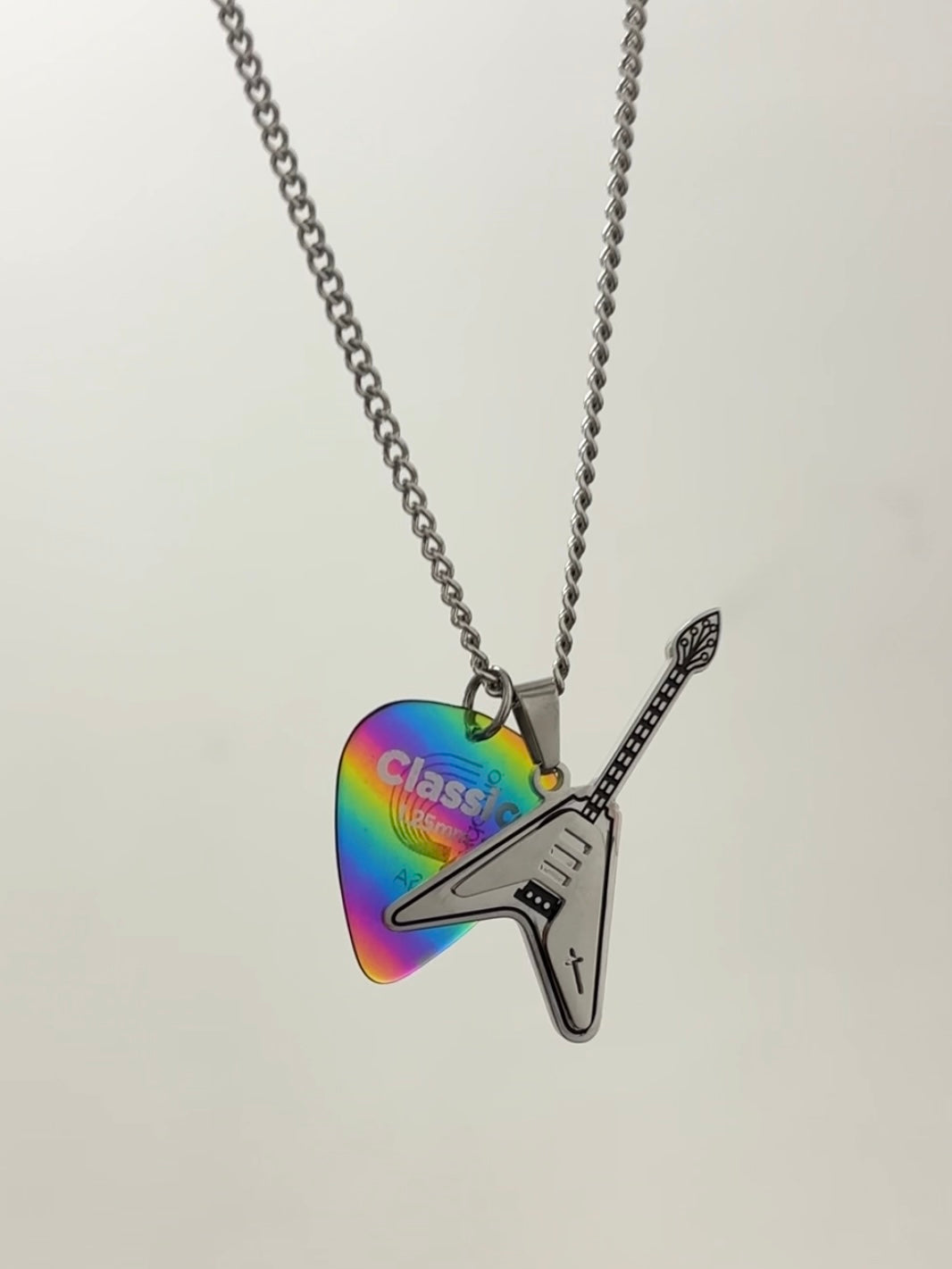 Electric Guitar Rainbow Pick Necklace