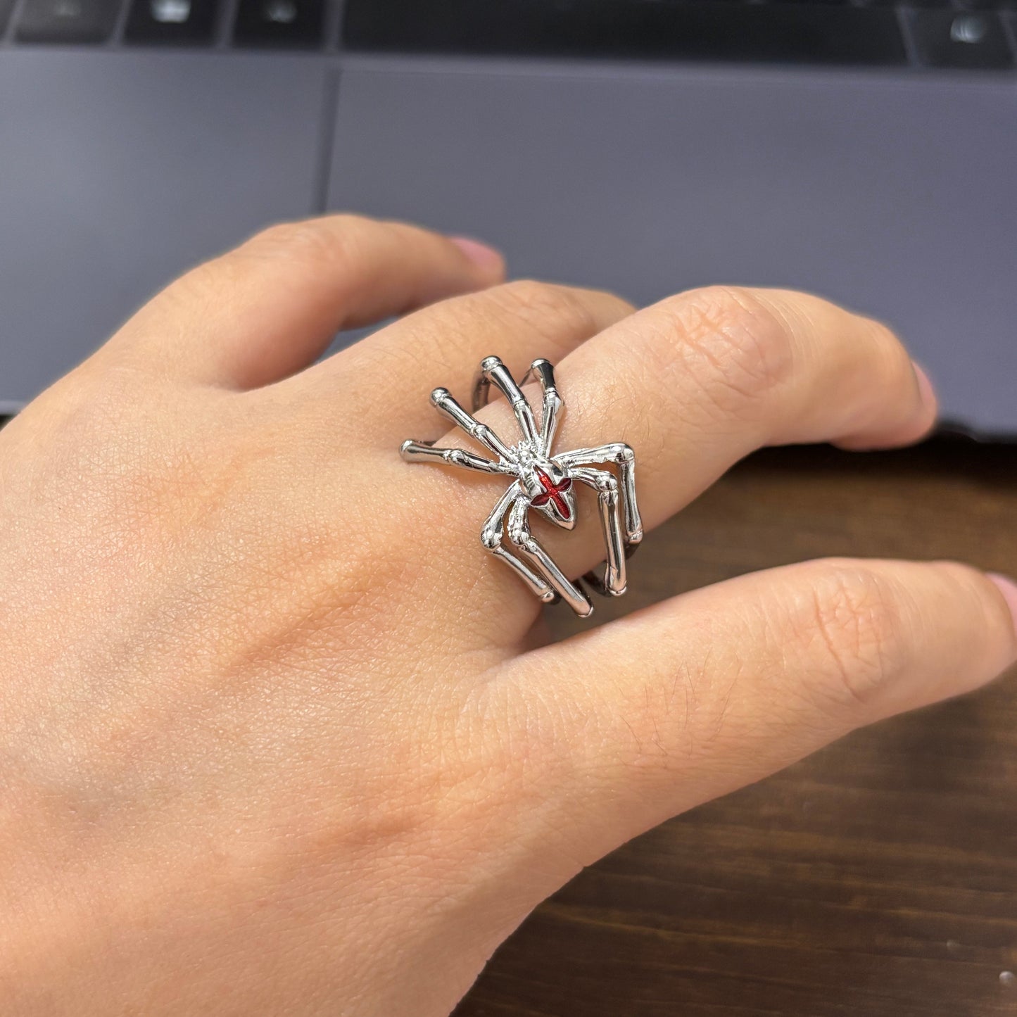 Goth Spider Adjustable Ring