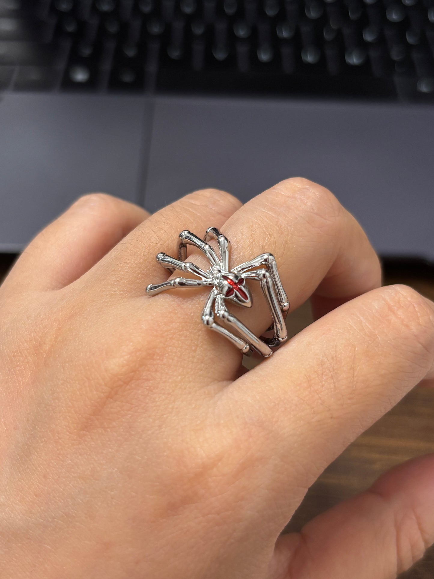 Goth Spider Adjustable Ring