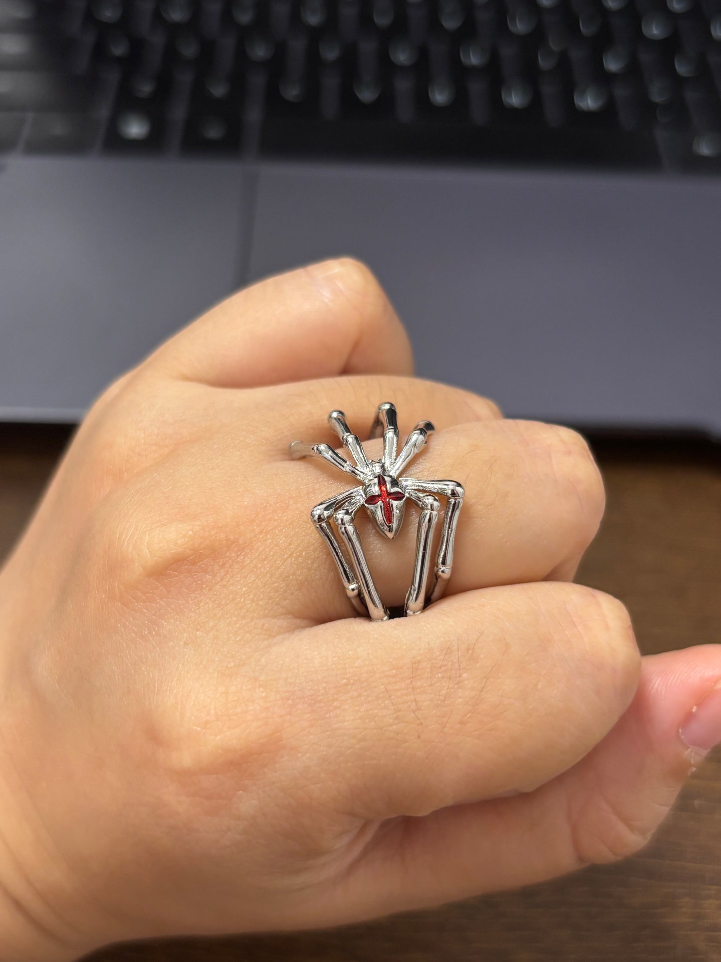 Goth Spider Adjustable Ring