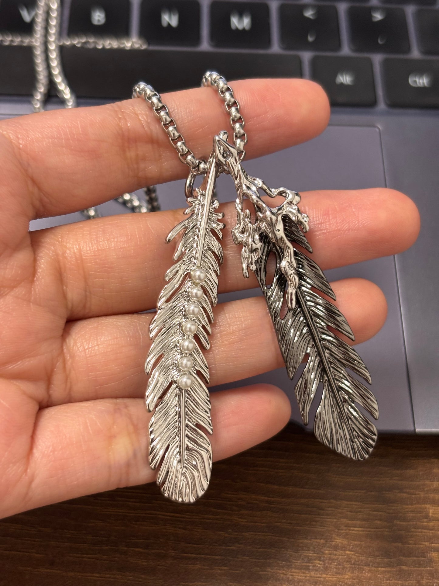 Y2K Style Unisex Angel Feather Necklaces