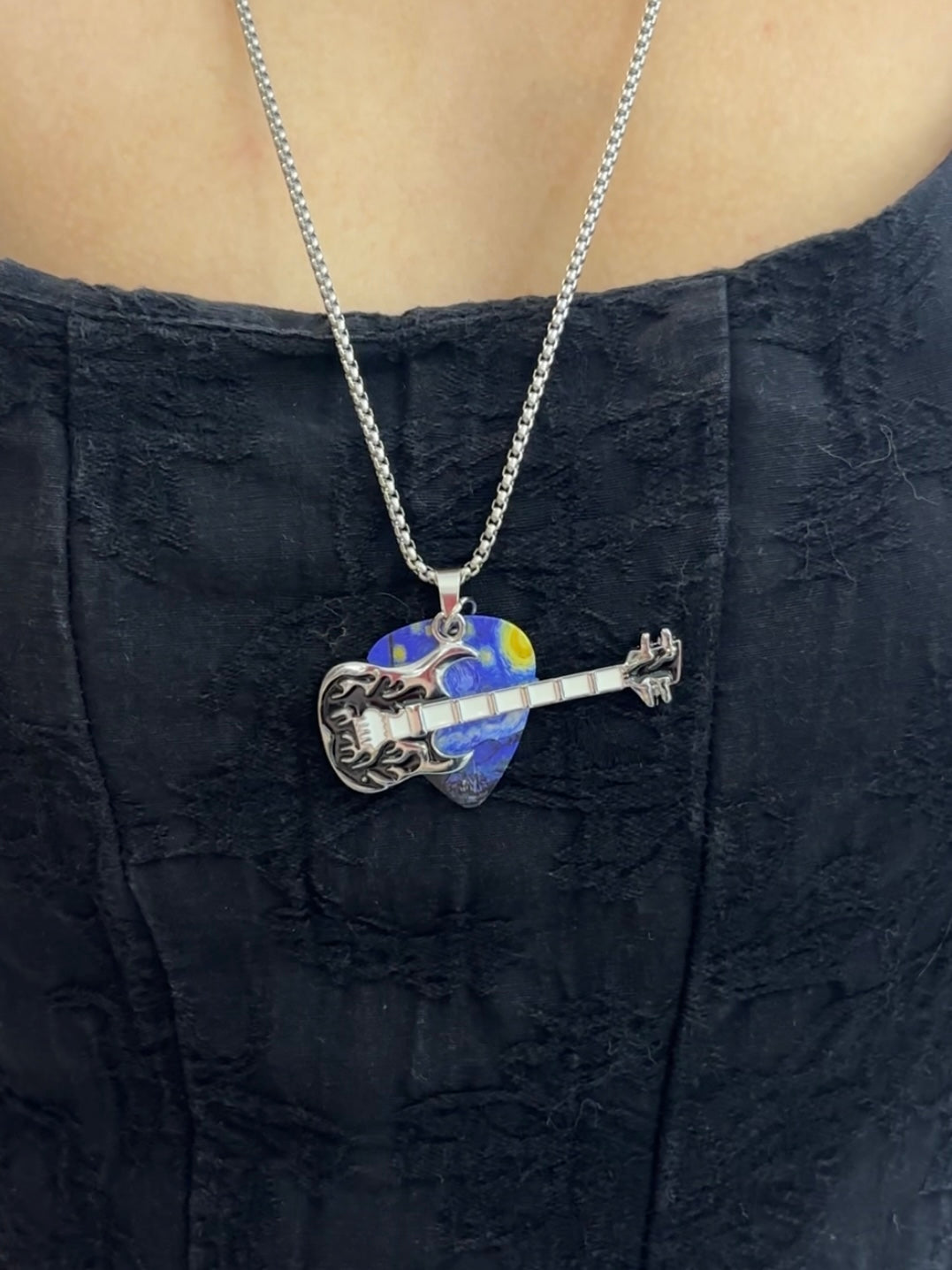 Starry Night Guitar Pick Necklace