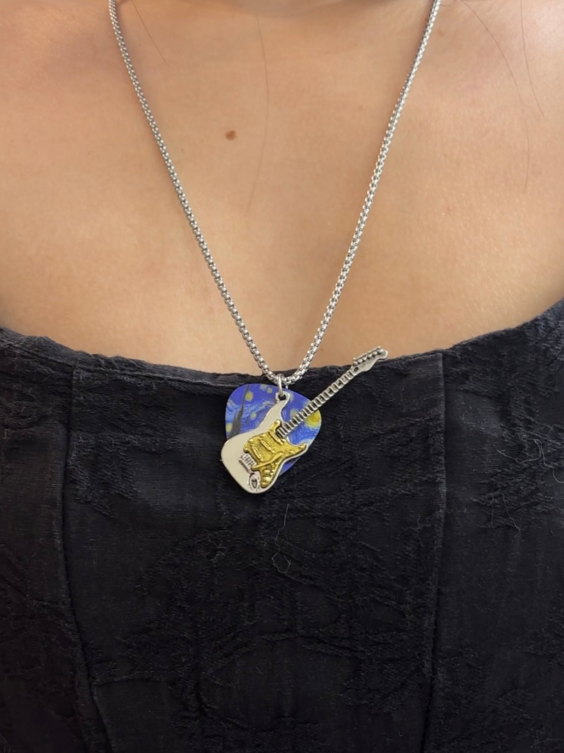 Starry Night Guitar Pick Necklace