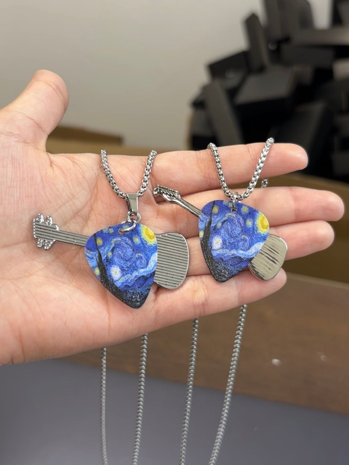 Starry Night Guitar Pick Necklace