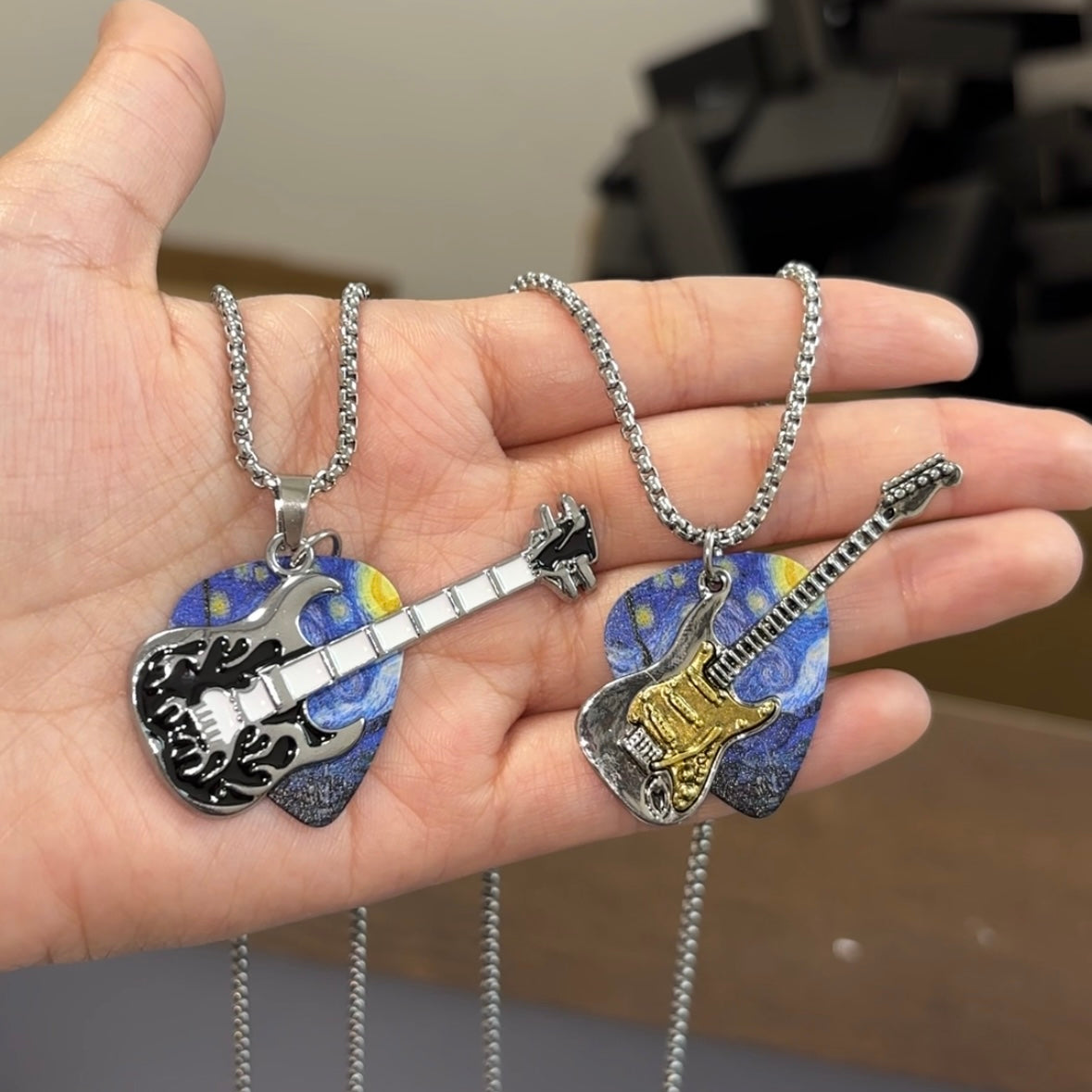 Starry Night Guitar Pick Necklace