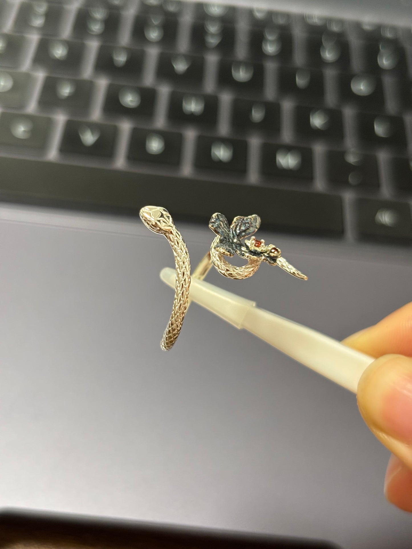 Designer S925 Silver Snake and Butterfly Wrap Ring