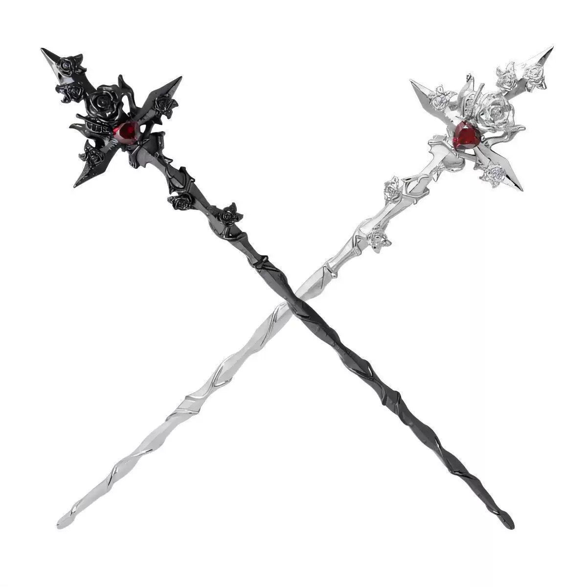 Unisex Goth Thorn Rose Cross Hairpin