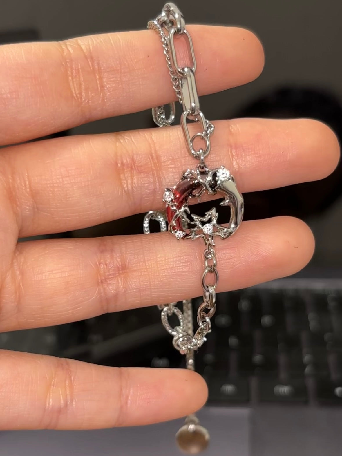 Gothic Style Red Moon Shining Star Asymmetrical Earrings