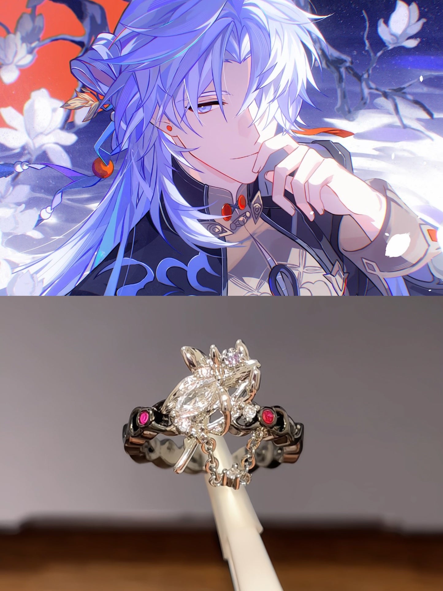 Ying Xing /Blade Inspired Magnolia Flower Ring