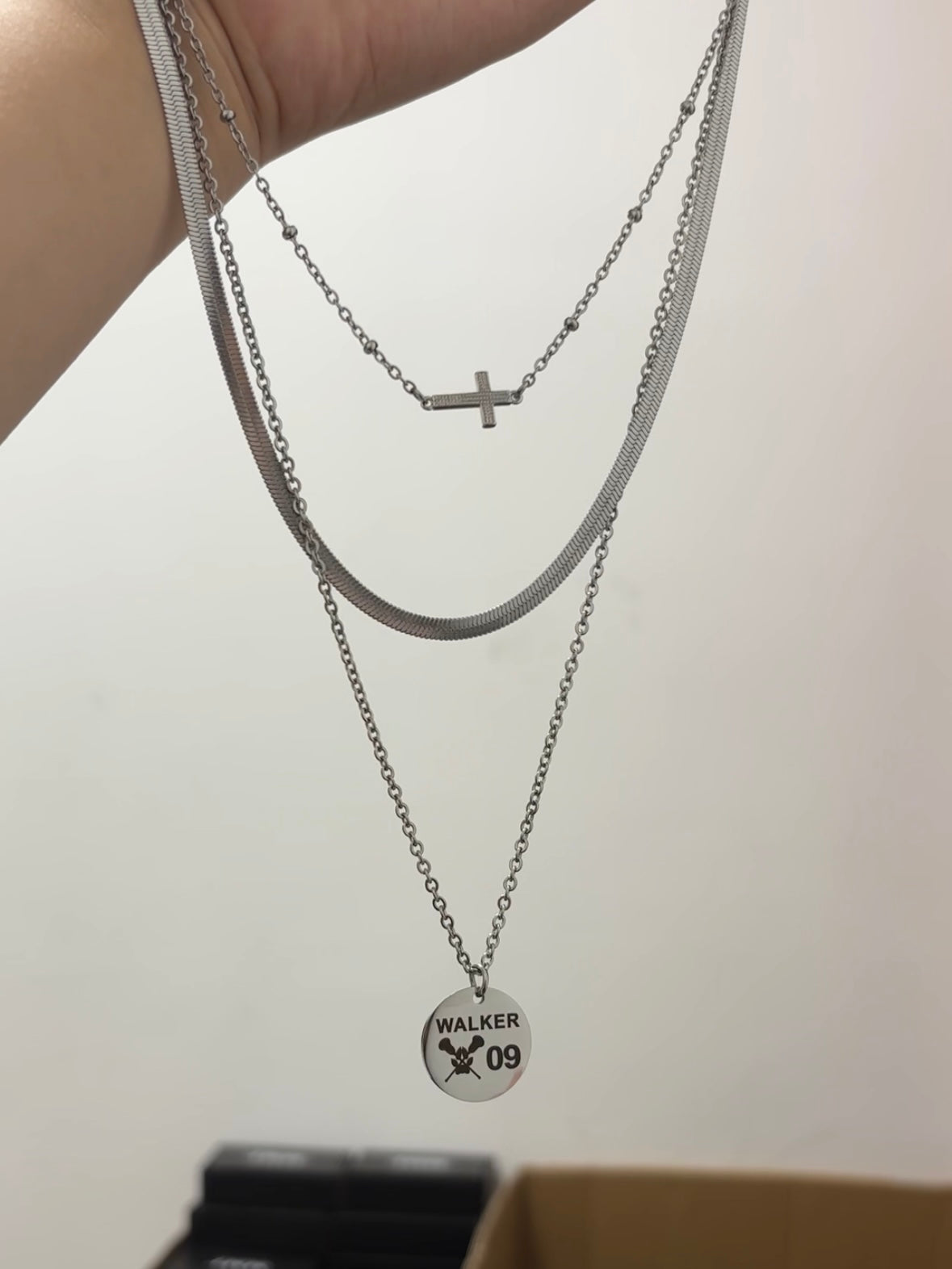 Renee Walker Cross Triple Layered Necklace