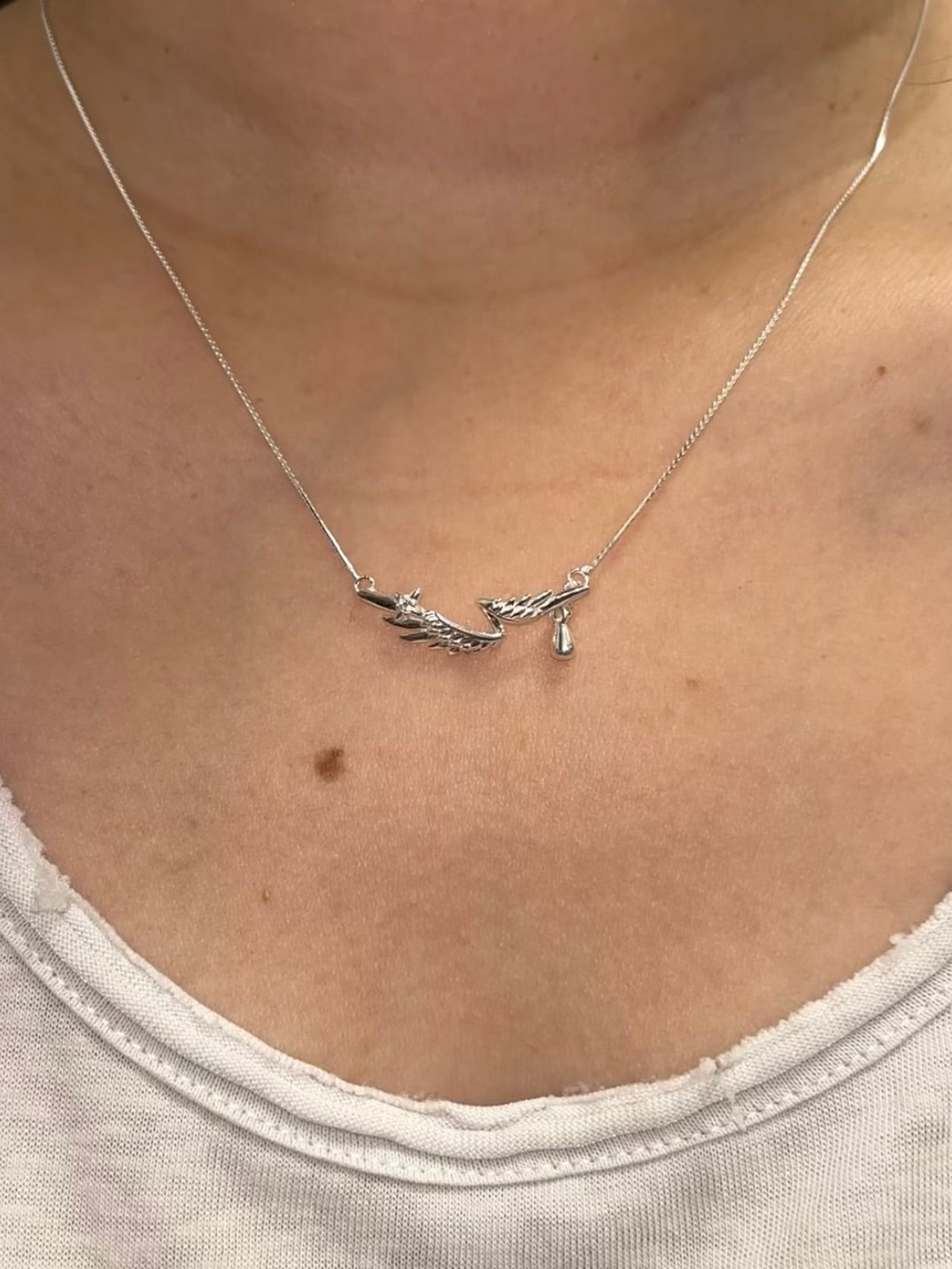 S925 Silver Angel Wing Necklace for Sunday Robin
