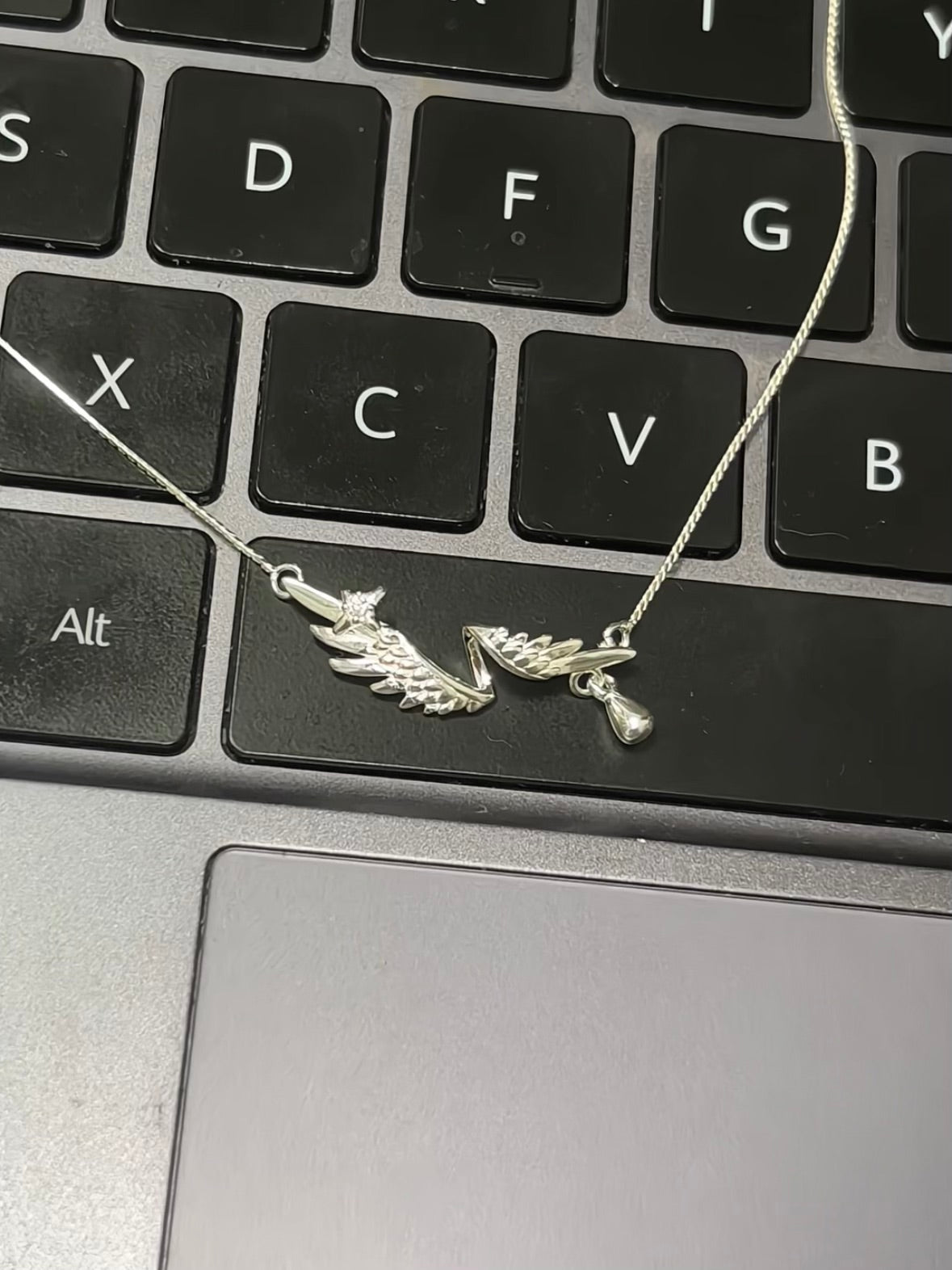 S925 Silver Angel Wing Necklace for Sunday Robin