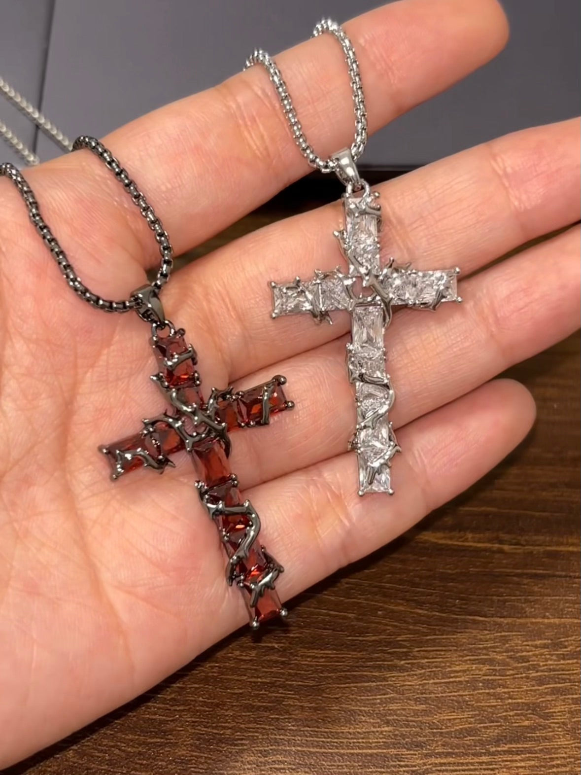 Goth Thorn Cross Necklace