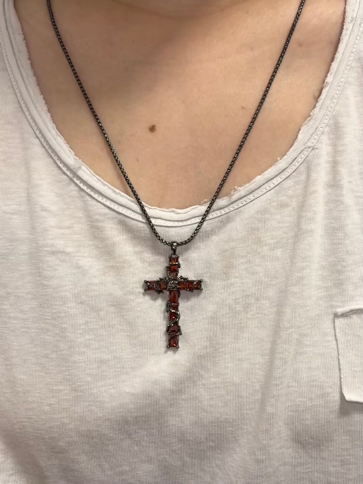 Goth Thorn Cross Necklace