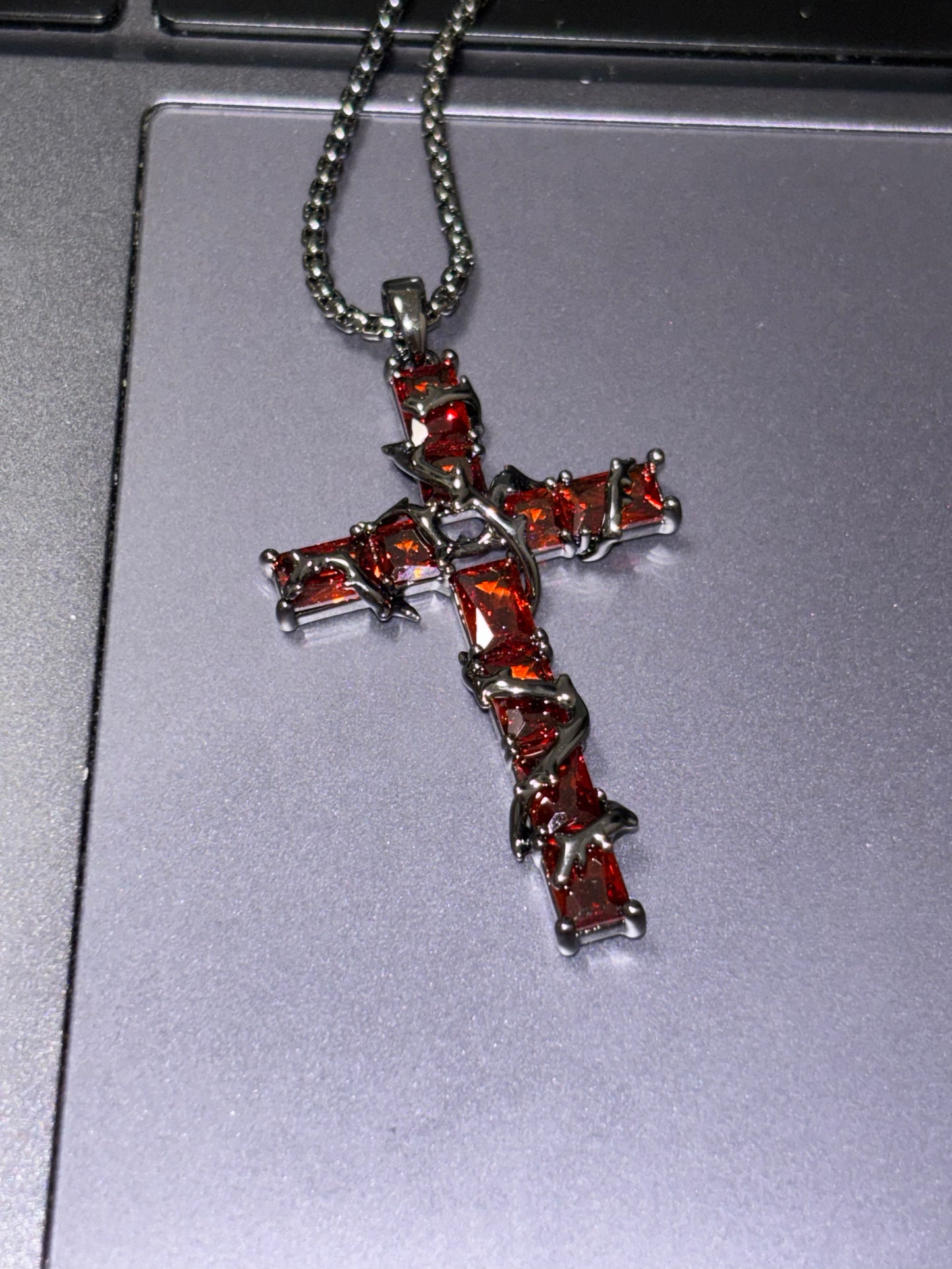 Goth Thorn Cross Necklace