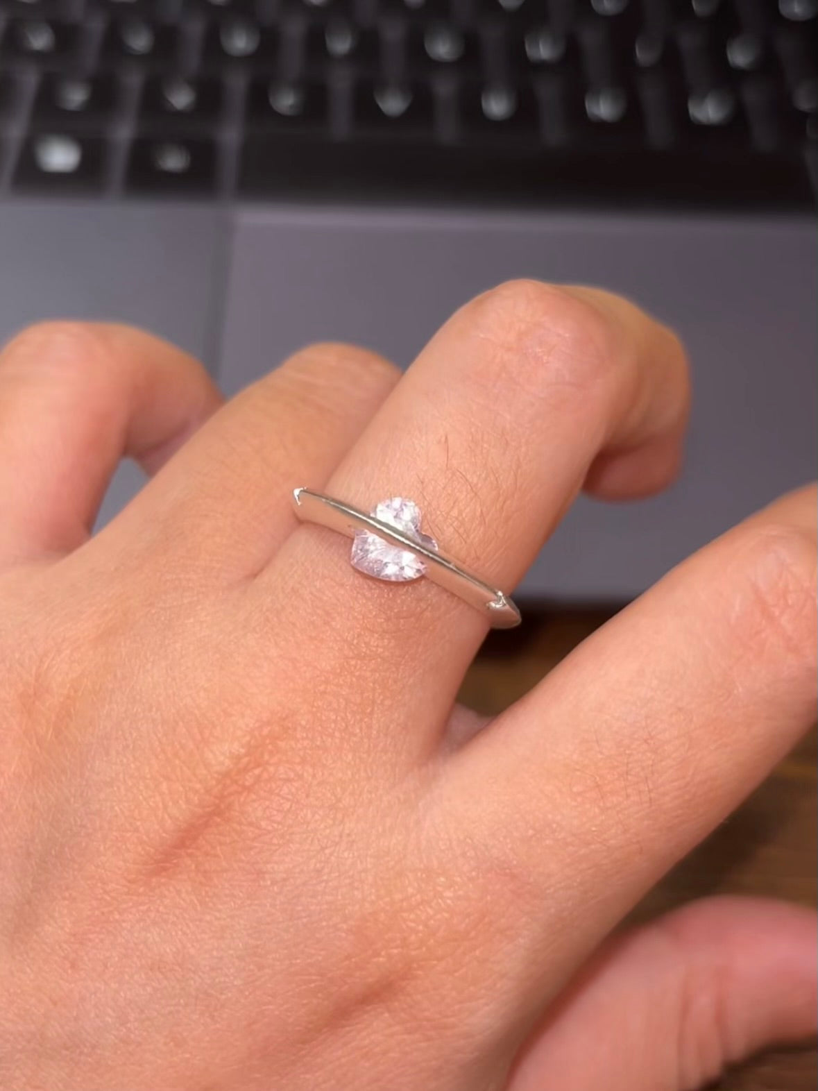 Designer Pink Heart Rotable Ring