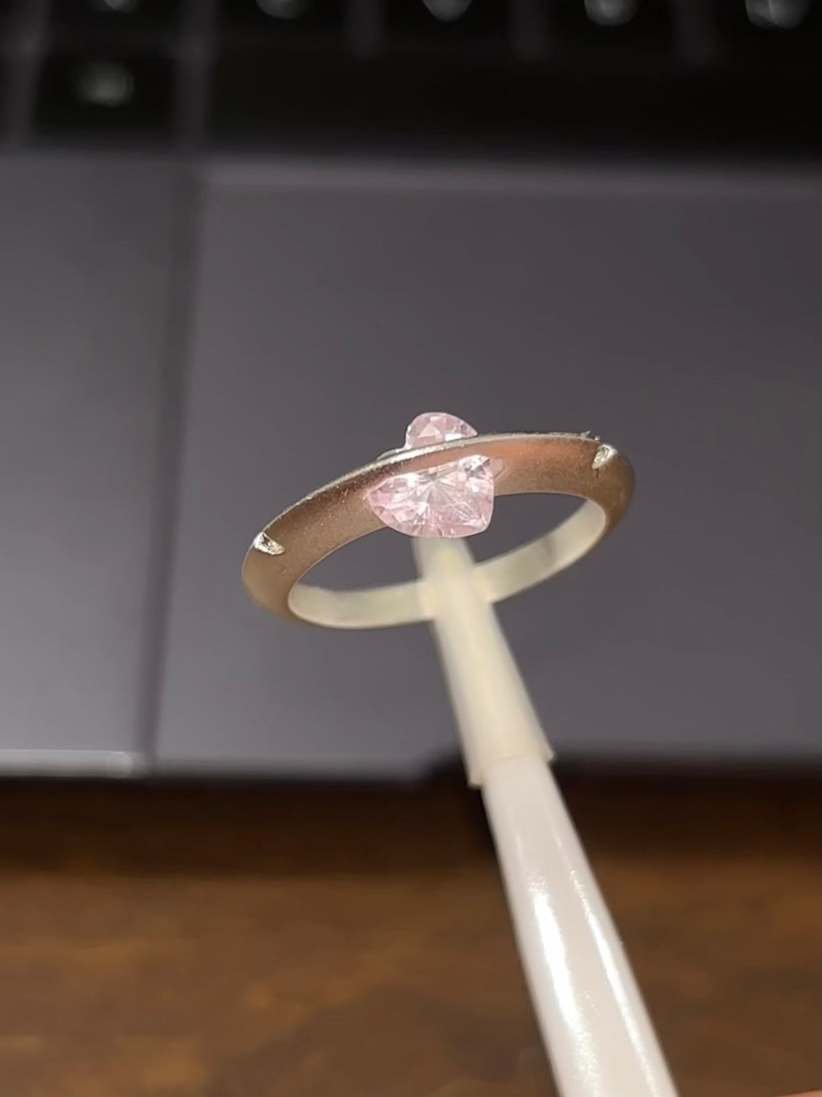Designer Pink Heart Rotable Ring