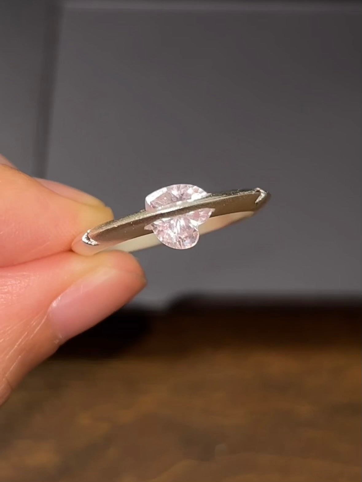 Designer Pink Heart Rotable Ring