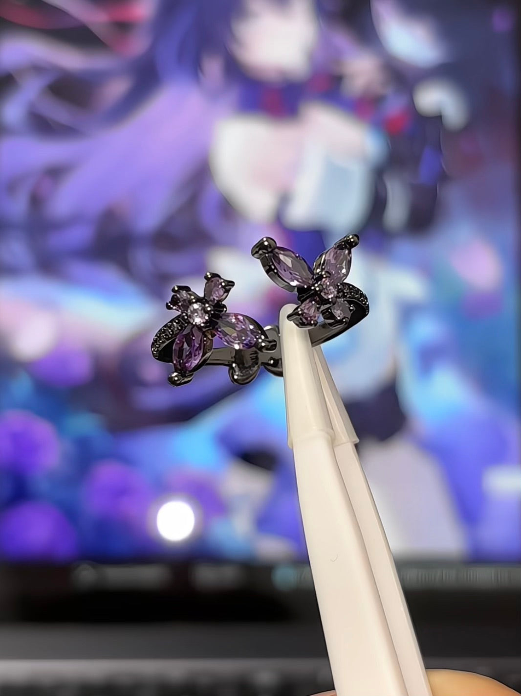 Designer Purple Butterfly Adjustable Rings for Seele