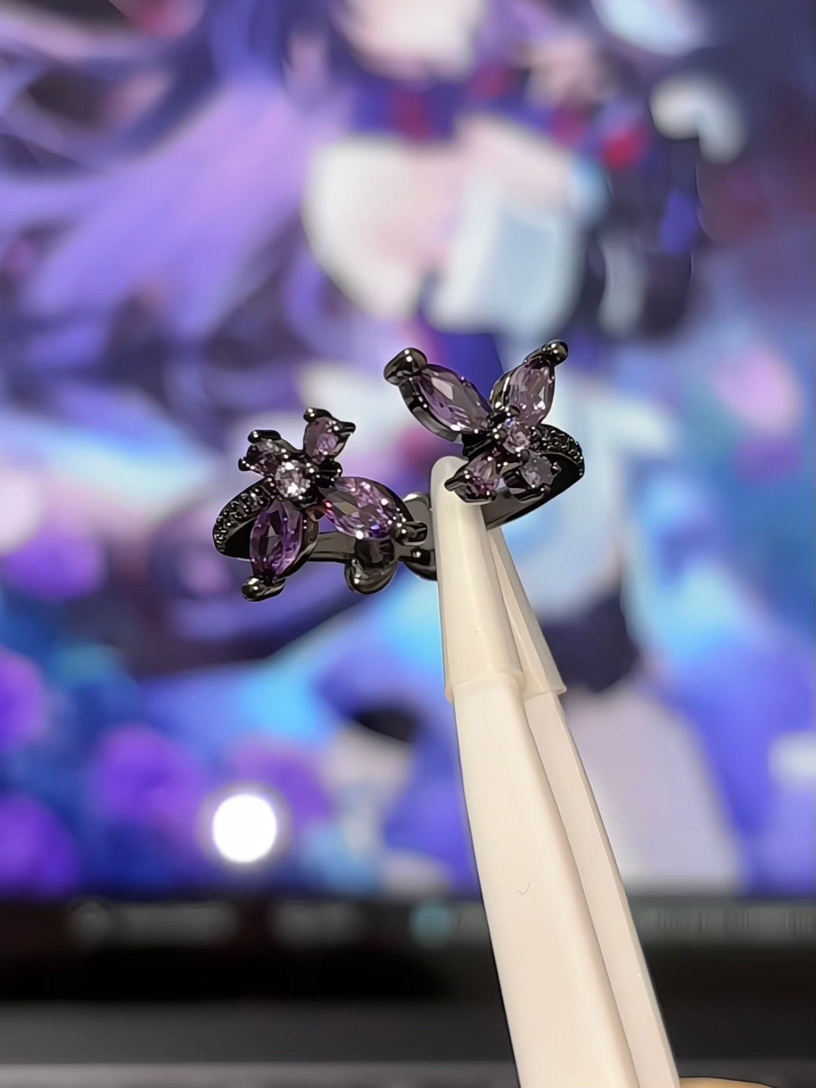 Designer Purple Butterfly Adjustable Rings for Seele