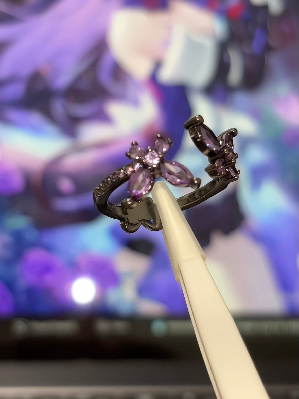 Designer Purple Butterfly Adjustable Rings for Seele