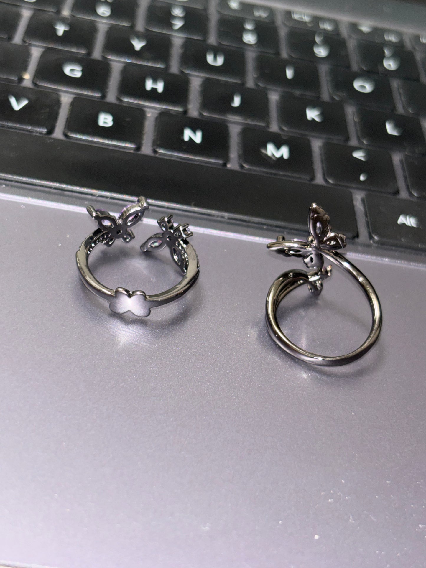 Designer Purple Butterfly Adjustable Rings for Seele