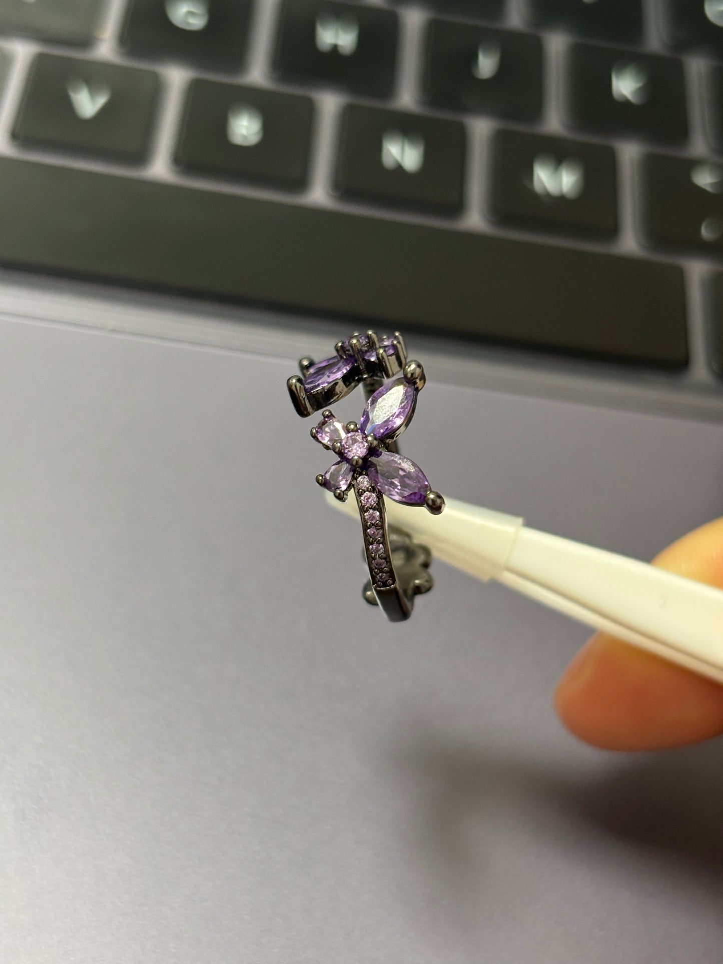 Designer Purple Butterfly Adjustable Rings for Seele