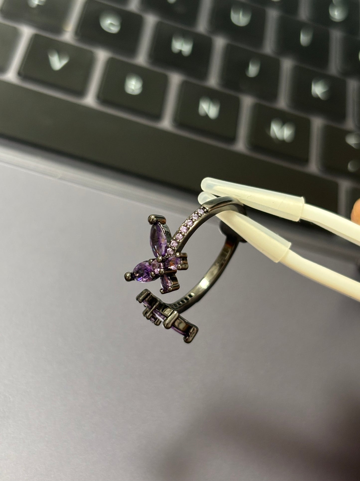 Designer Purple Butterfly Adjustable Rings for Seele