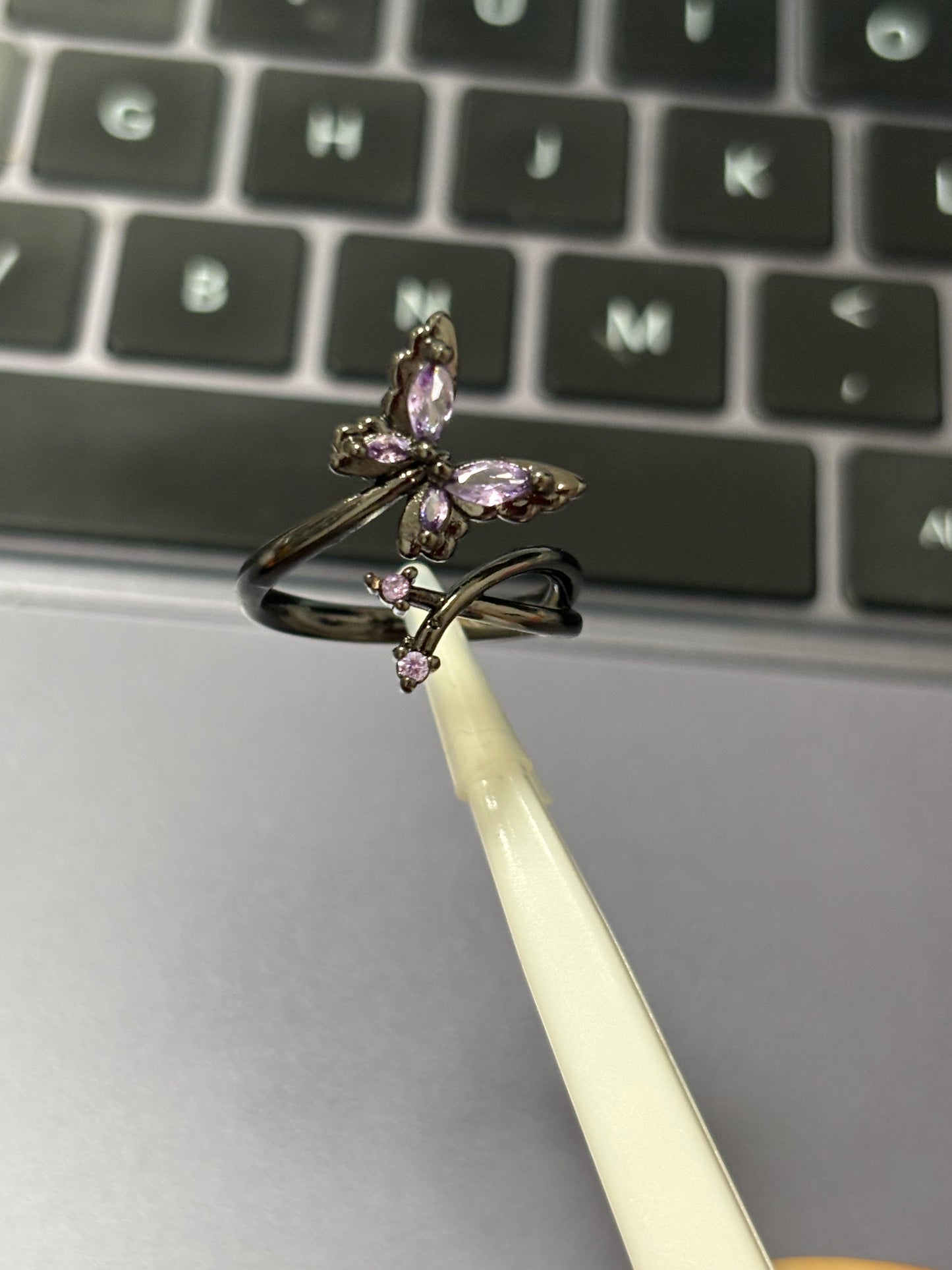 Designer Purple Butterfly Adjustable Rings for Seele