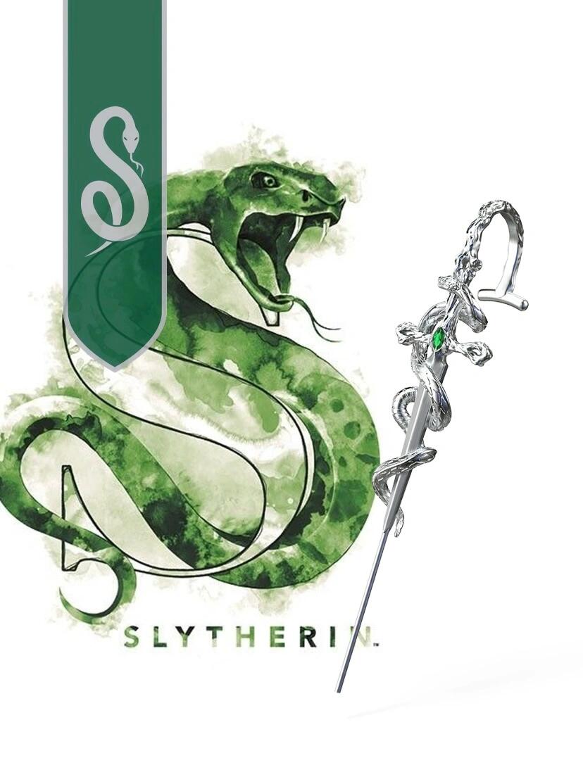 Unisex-Ohrstecker mit Slytherin-Schlangenmotiv aus Metall (einzeln)