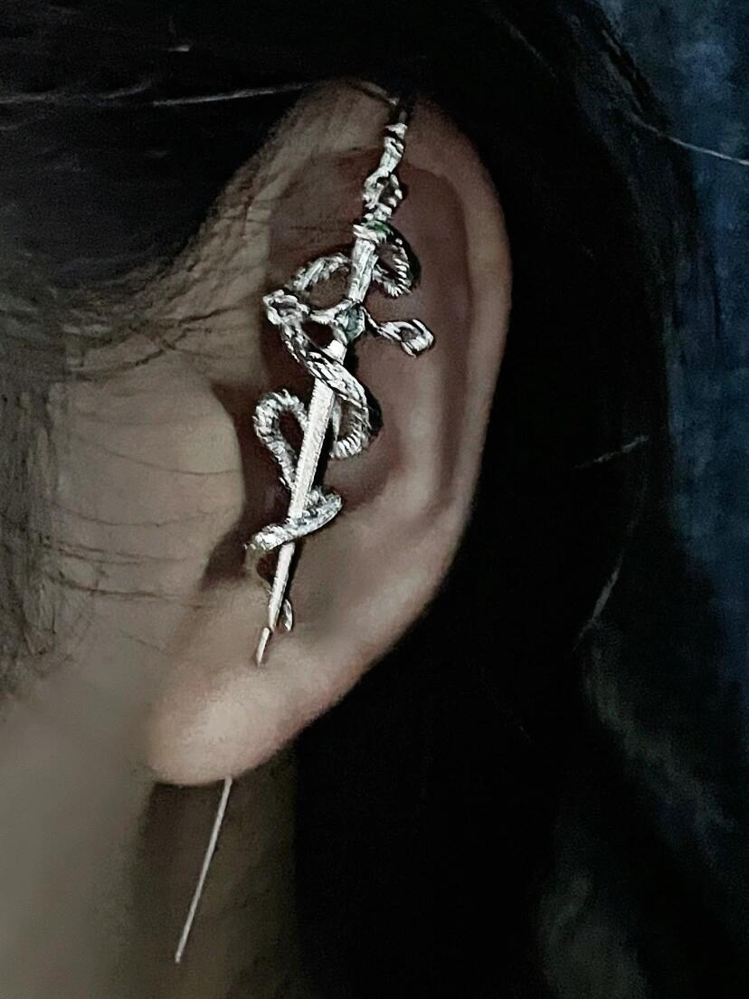 Unisex-Ohrstecker mit Slytherin-Schlangenmotiv aus Metall (einzeln)