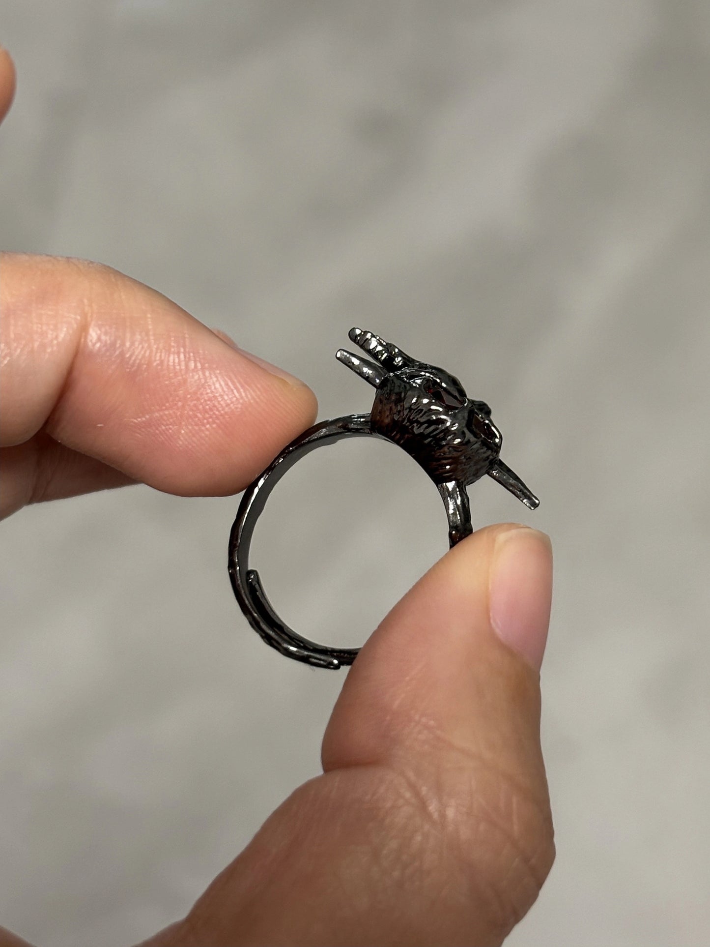 Red Raven Rhinestone Adjustable Ring