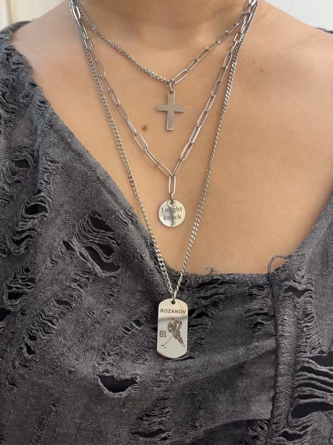 Trible Layer Cross Necklace for for Ilya