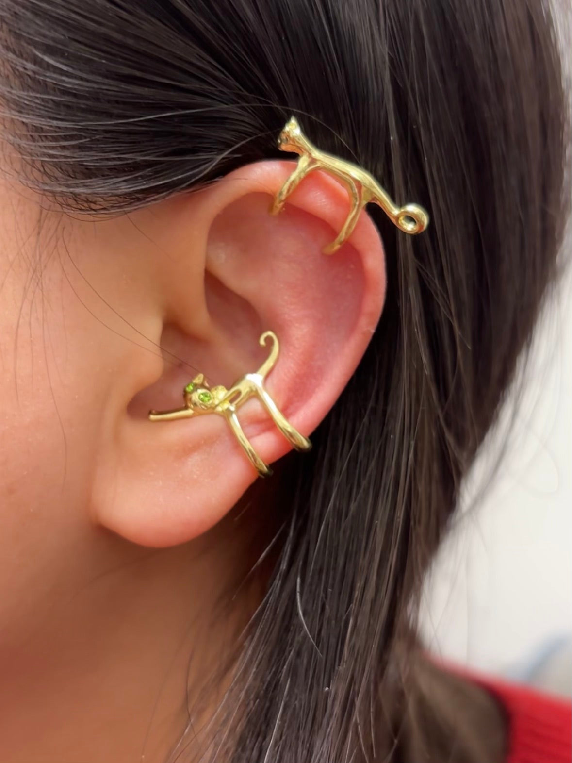 Designer Cat Stretching Ear Cuff