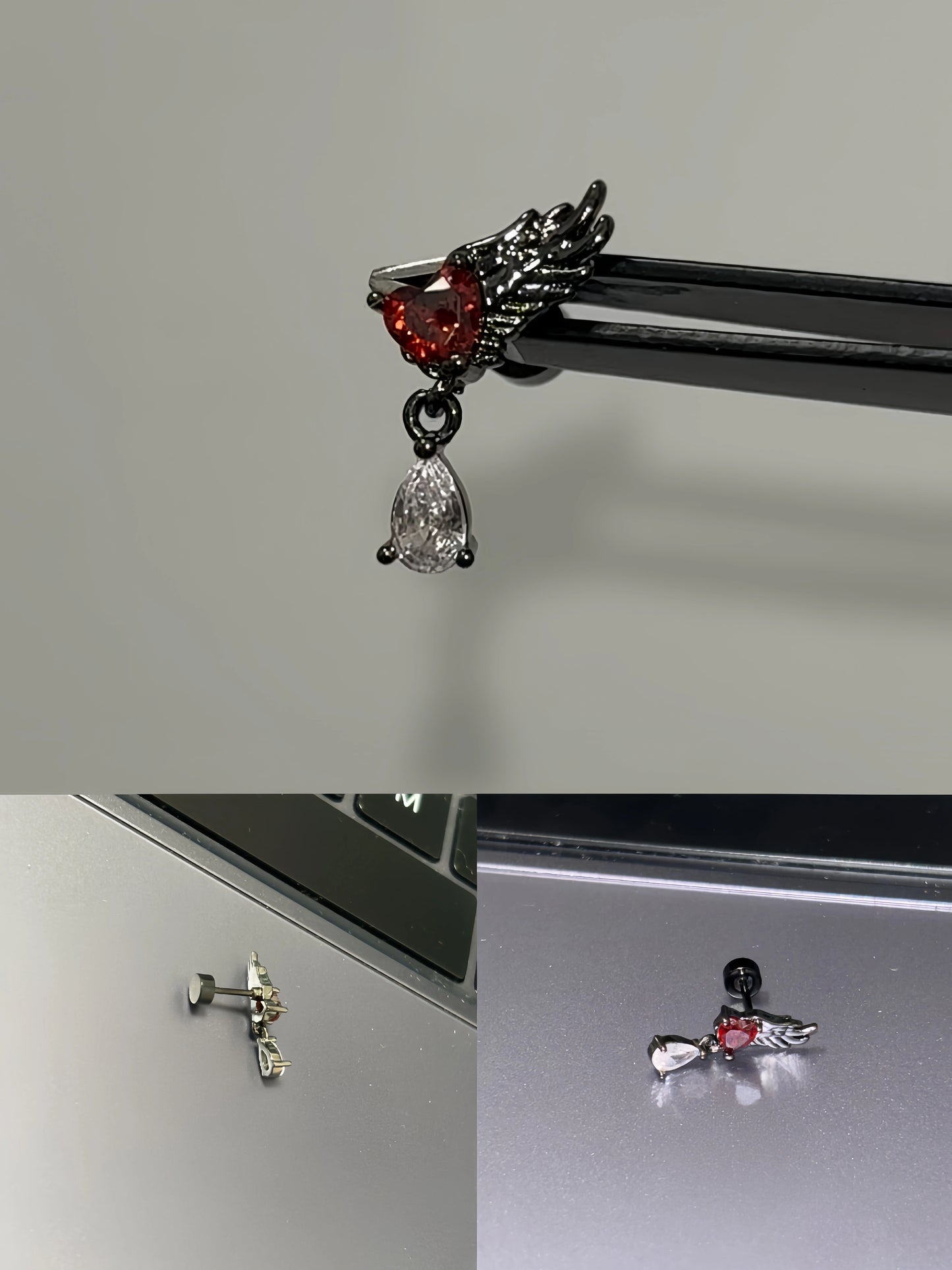 Boucles d'oreilles cœur Gothiques Diable Sombre