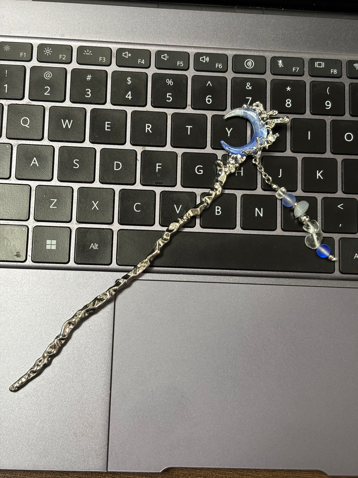 Y2K Blue Moon Rhinestone Hairpin For Columbina