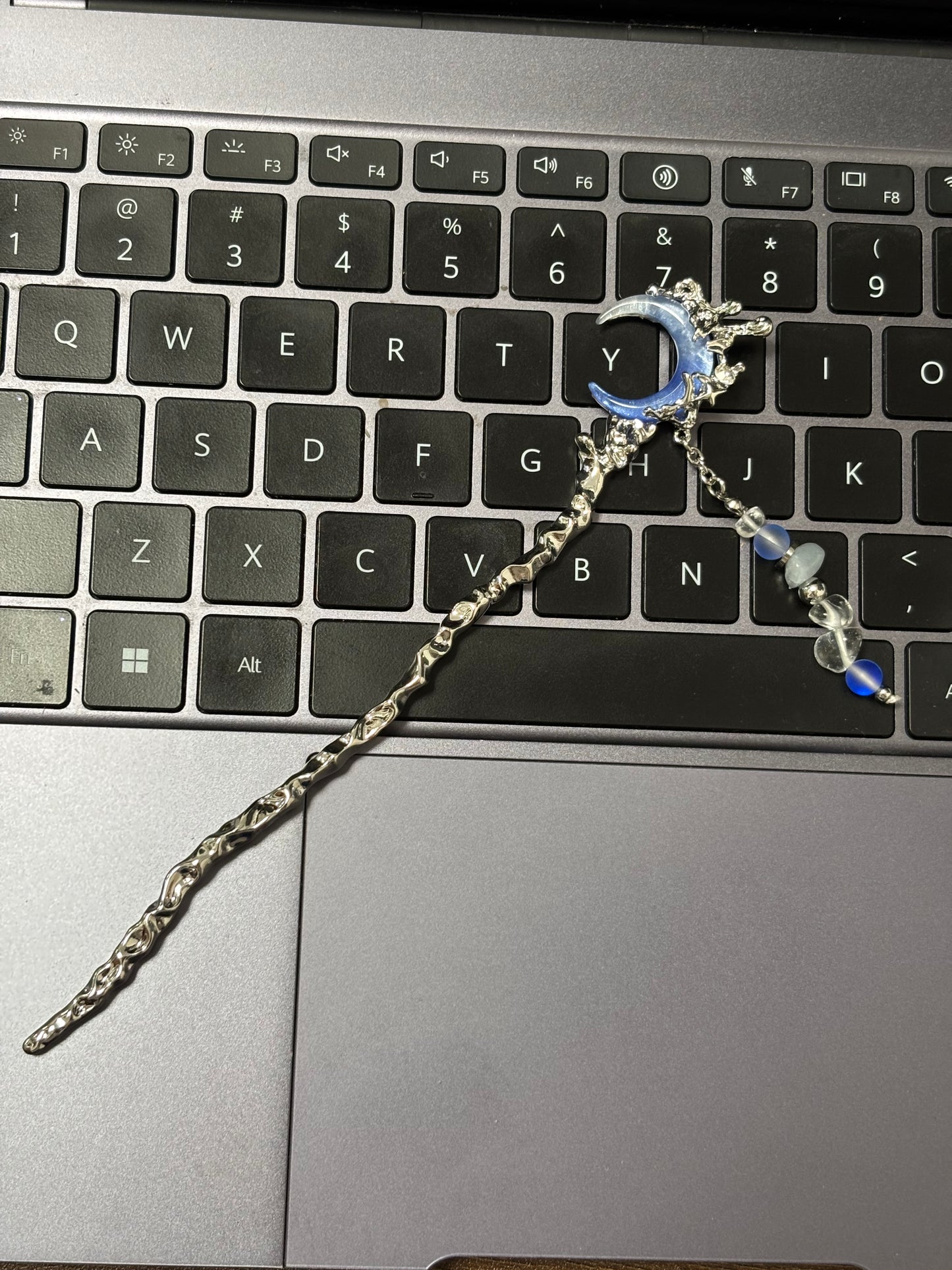 Y2K Blue Moon Rhinestone Hairpin For Columbina