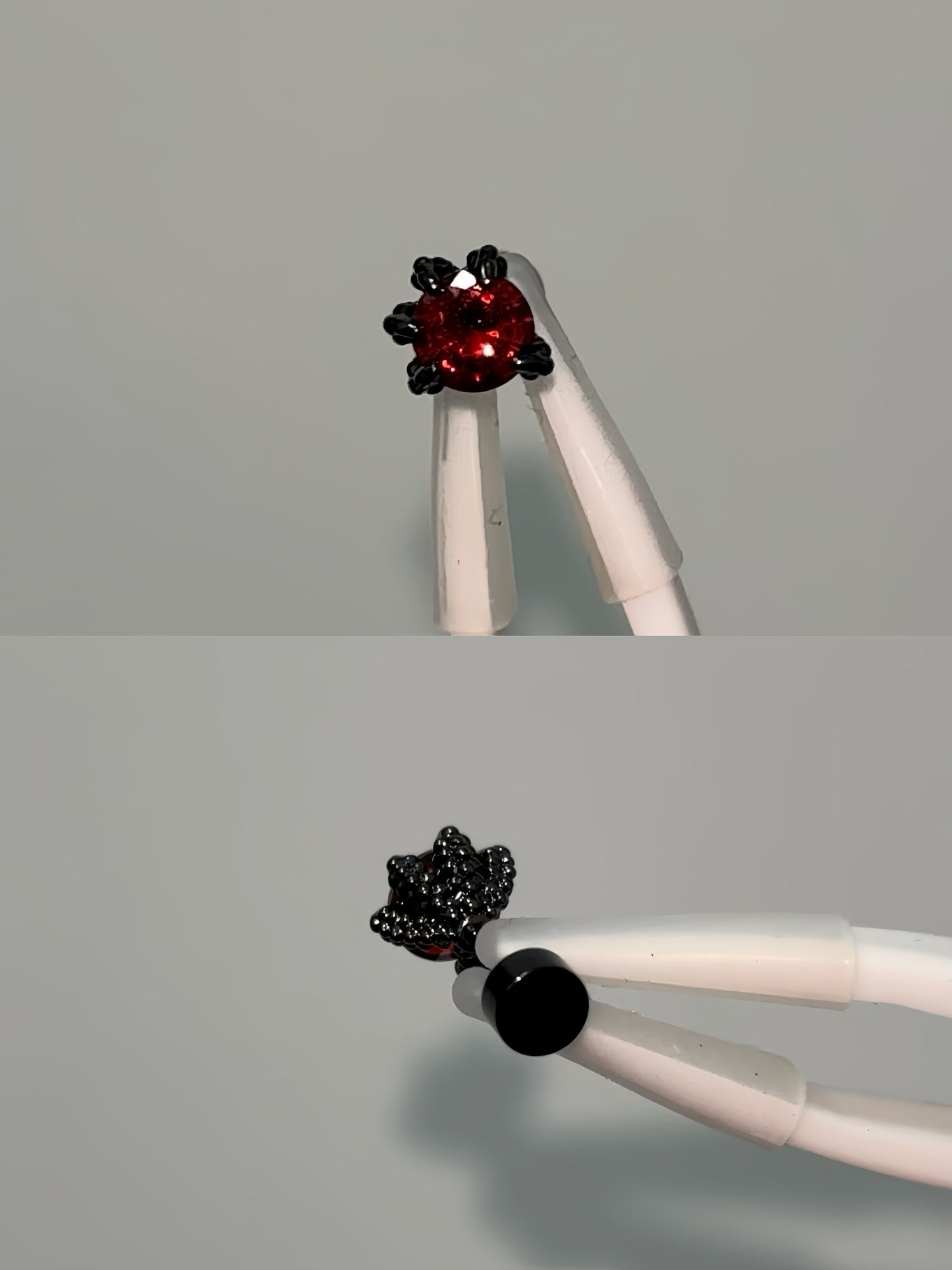 Goth Vampire Raven Red Rhinestone Ear Studs