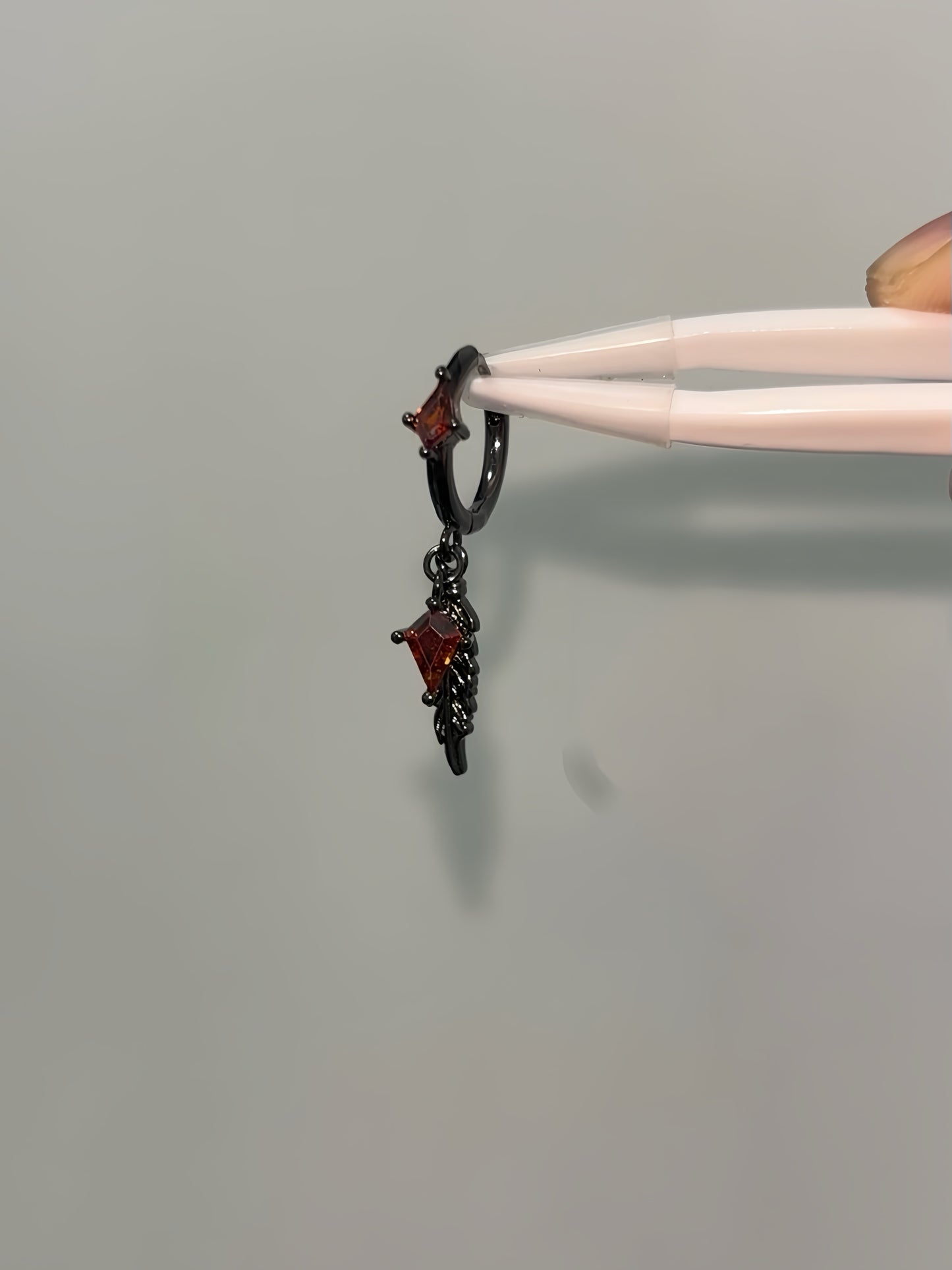 Goth Vampire Raven Red Rhinestone Ear Studs