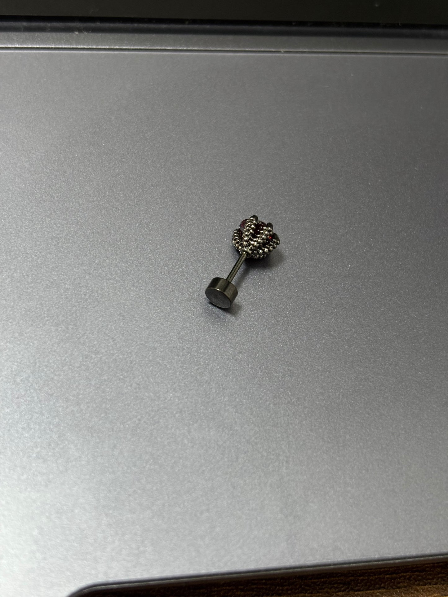 Goth Vampire Raven Red Rhinestone Ear Studs