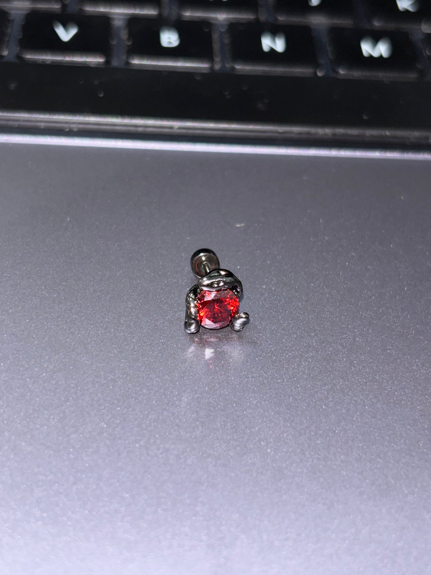 Goth Vampire Raven Red Rhinestone Ear Studs