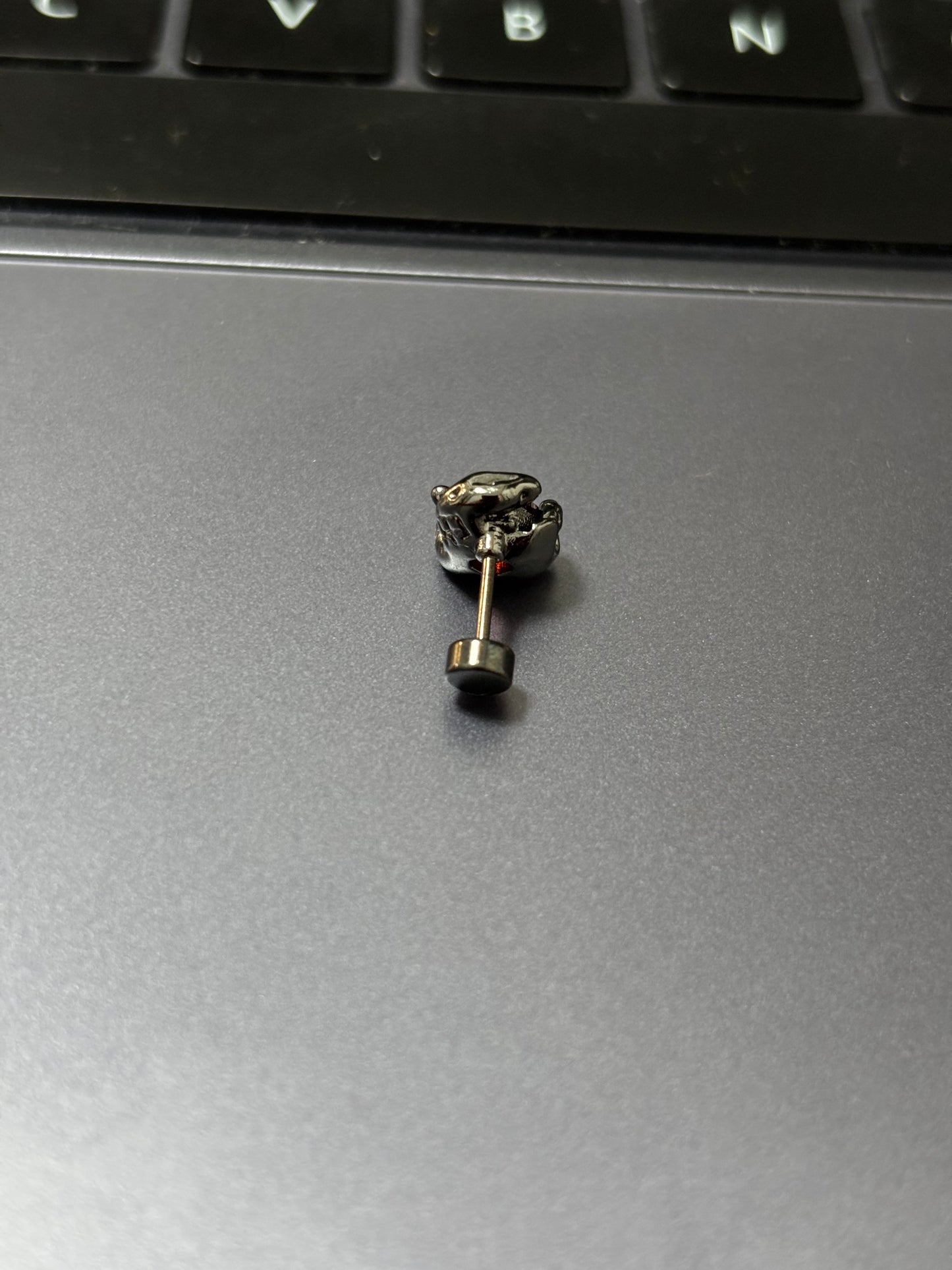 Goth Vampire Raven Red Rhinestone Ear Studs